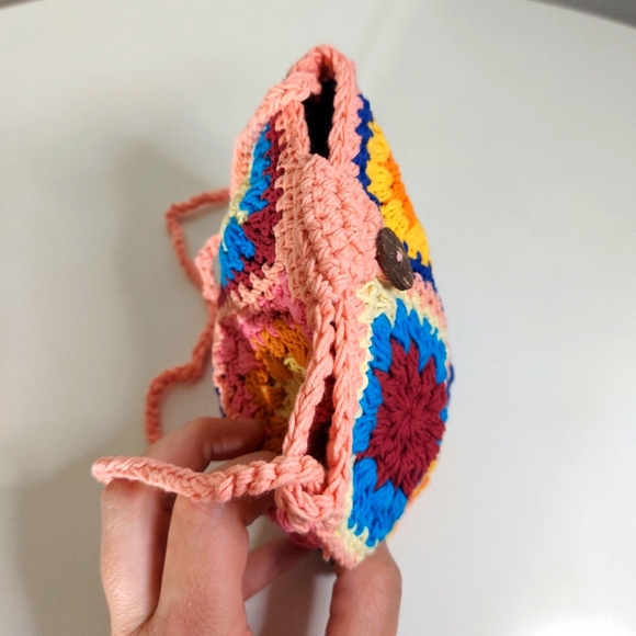 Crochet Handmade Multicolor Granny Square Open Knit Crossbody Bag Lot - Picture 10 of 15